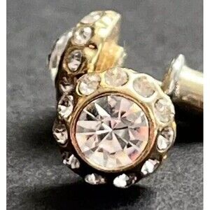 Earrings Halo Clear Rhinestone Post Pierced Ear Bridal Estate Jewelry